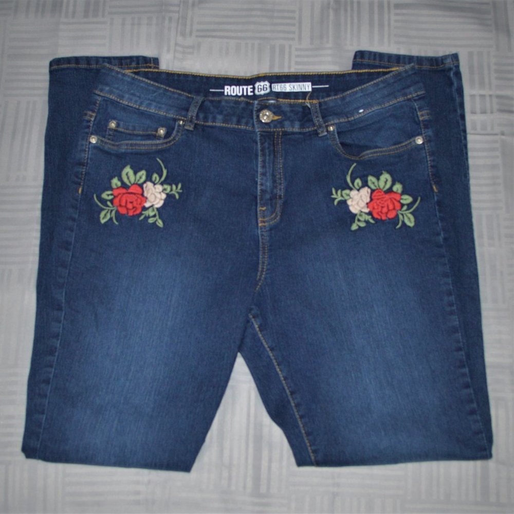 Girl's Route 66 Skinny plain pocket jeans, size 14